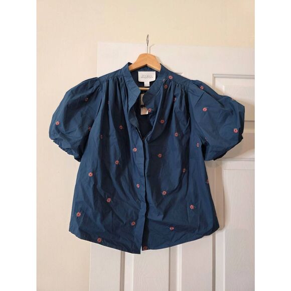 Anthropologie Mare Mare Puff-Sleeve Embroidered Blouse S NWT $138 - Picture 4 of 11